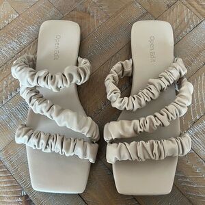 Open Edit Beige Ophelia Flat Sandal, 6.5